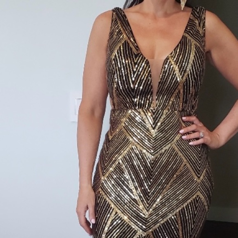 Gold and Black Geometric Gown